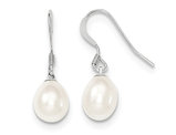 White Freshwater Cultured Pearl 8-9mm Dangle Earrings in Sterling Silver
